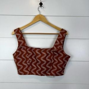 Milk It Wiggle Print Crop Top in Rust and Beige - Size 12 - NWT